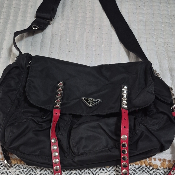 Prada Black Crossbody Bag with Red Accents - Picture 1 of 4